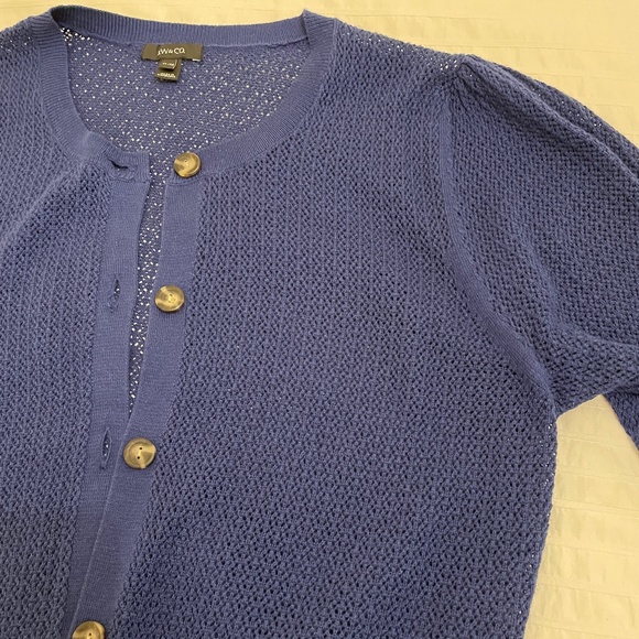 RW&CO Elbow Sleeve Blue Cotton Cardigan Size XL - EUC! - Picture 5 of 7